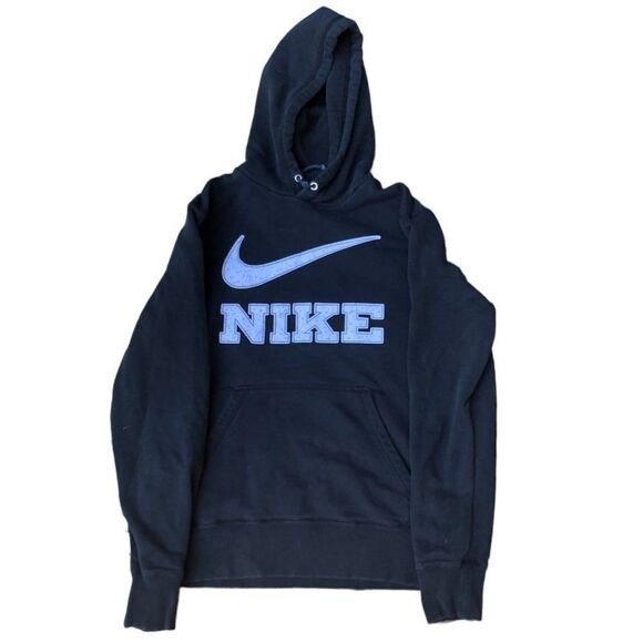 Vintage Embroidered Nike Hoodie Medium Big Logo Black - Picture 1 of 10